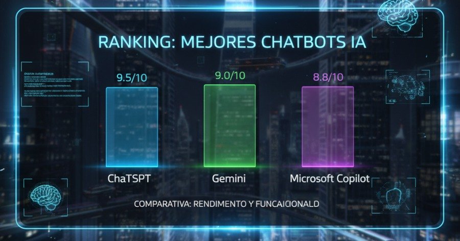 Ranking de los mejores chatbots IA  (comparativa ChatGPT, Gemini, Microsoft Copilot)